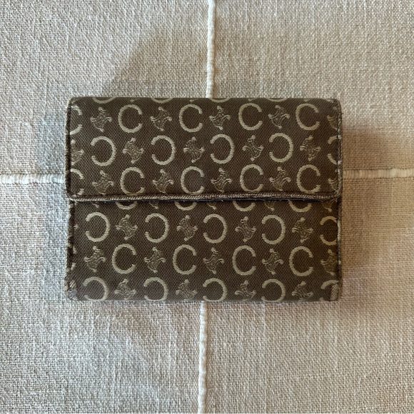 Celine | Green Vintage Classic Print Canvas Trifold Wallet - Picture 1 of 12